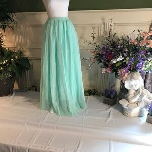 Long Mint green chiffon skirt